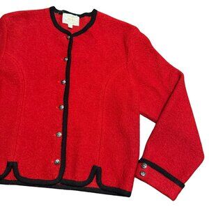 Vintage Tally-Ho Red Boiled Wool Cardigan – Size 12